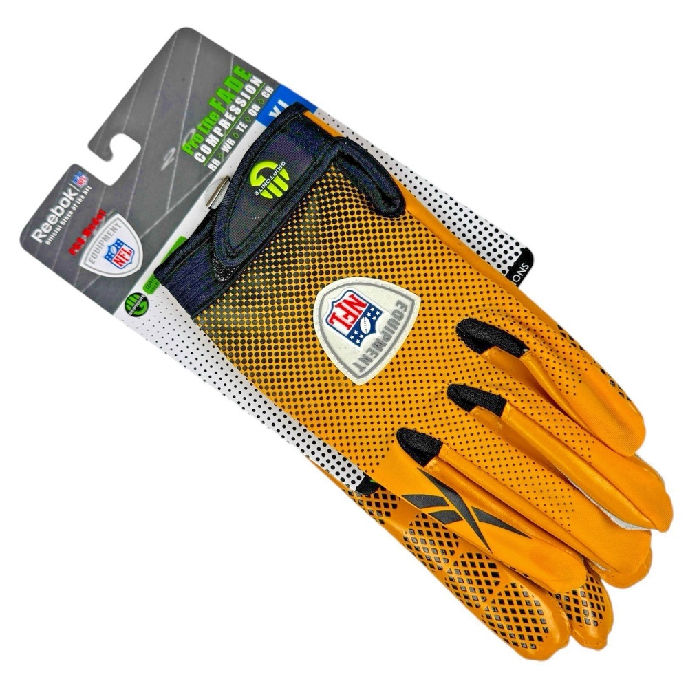 Reebok Pro NFL Equipment Pro Lite Fade Compression Gloves XL Gold / Black NEW